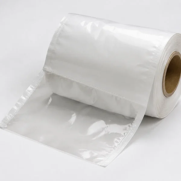 clear-front-white-back-pre-opened-bags-on-a-roll-gallery-detail Close-up detail of clear front and white back pre-opened bags on a roll