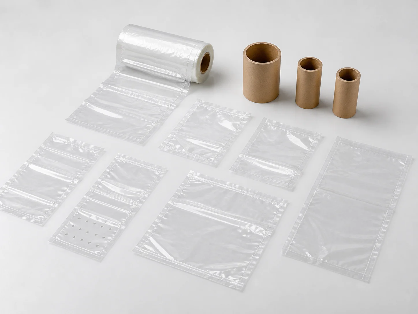 Clear bag material and custom pre-opened bag format samples