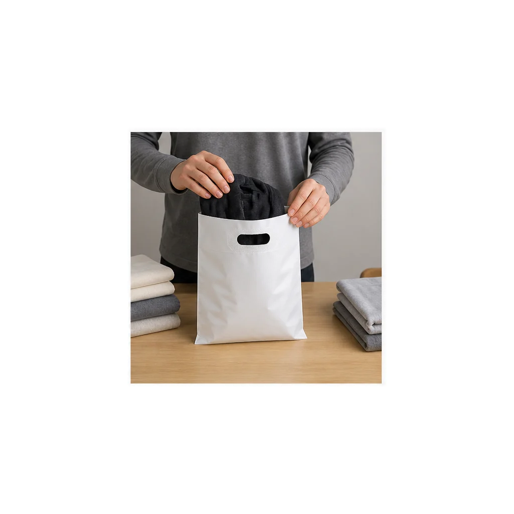Custom Die Cut Handle Bags packing application