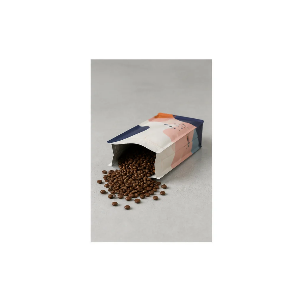 Custom flat bottom pouches in a product-specific retail packaging application