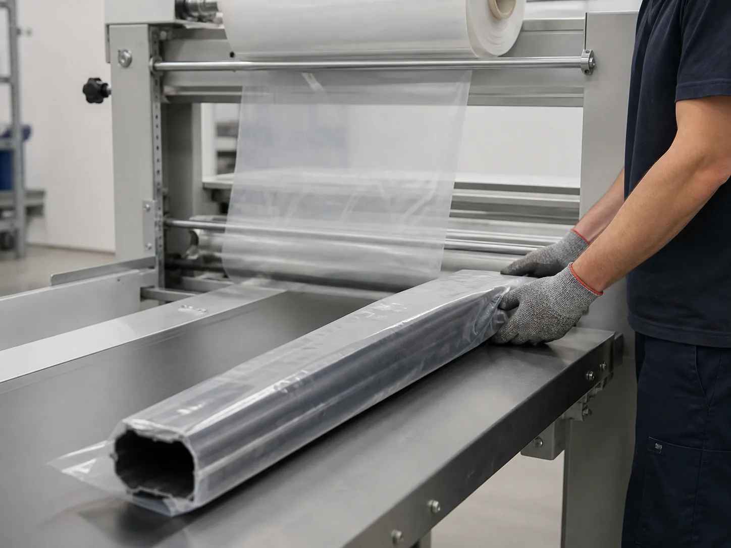 Custom-Size Pre-Opened Bags on a Roll in an industrial packaging application
