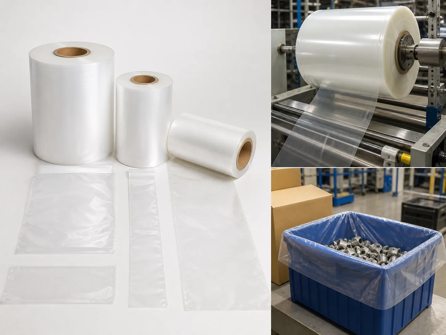 Material and customization options for custom-size pre-opened bags on a roll