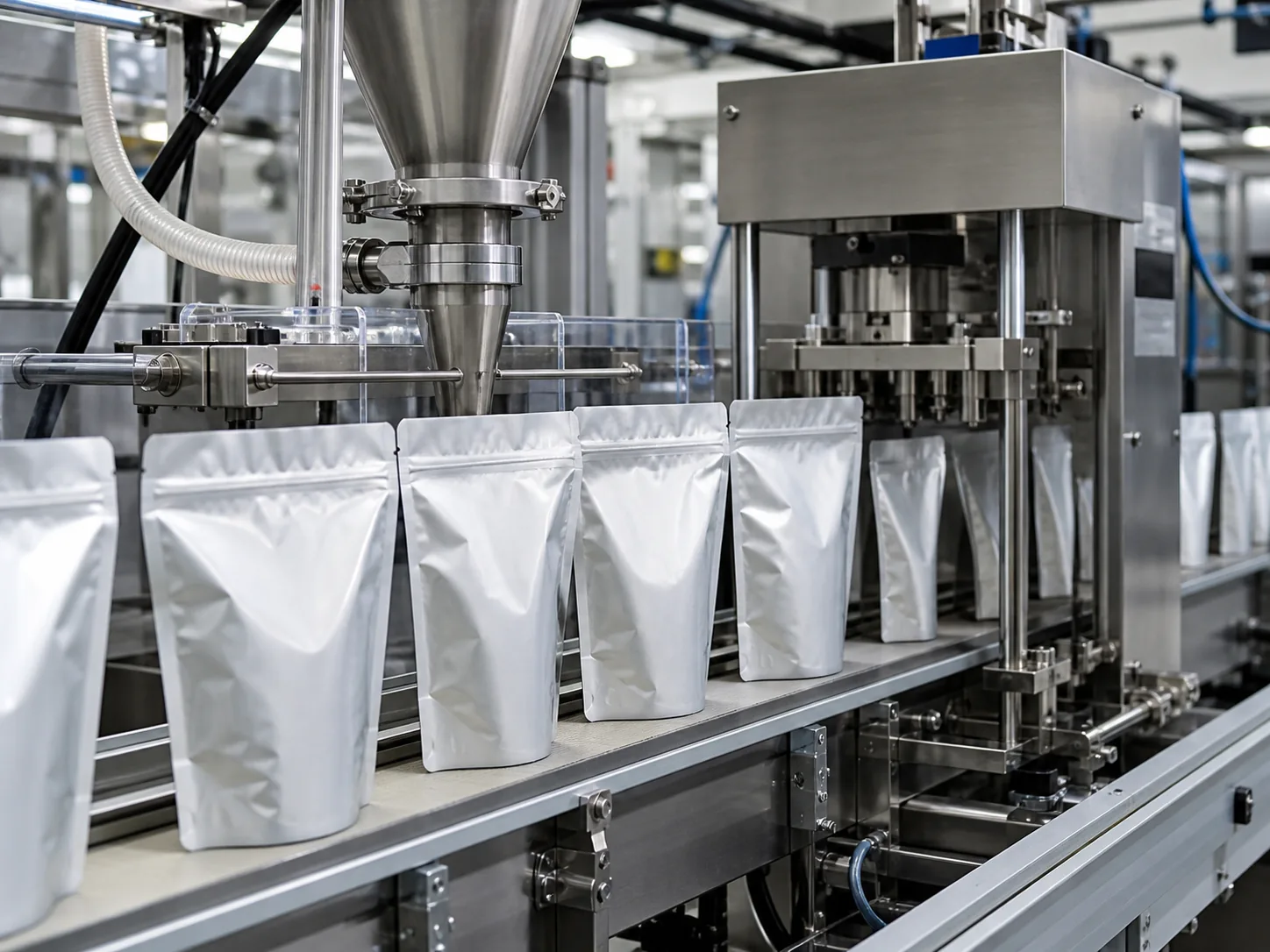 Custom Stand-Up Pouches in an industrial packaging application