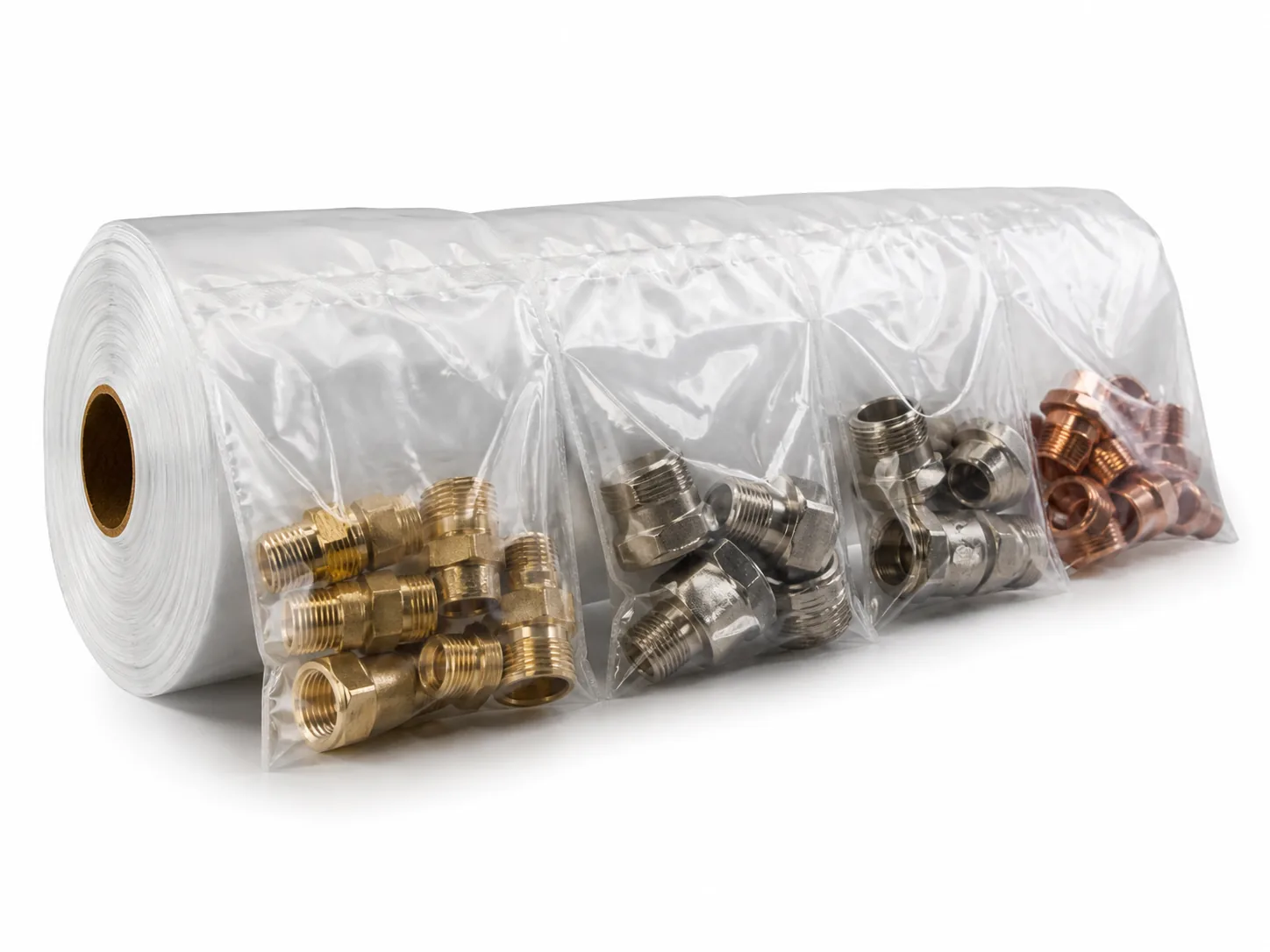 Heavy-Duty Pre-Opened Bags on a Roll used for packing heavier hardware components and industrial kits