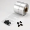 Close-up detail of pre-opened bags on a roll for electronic components