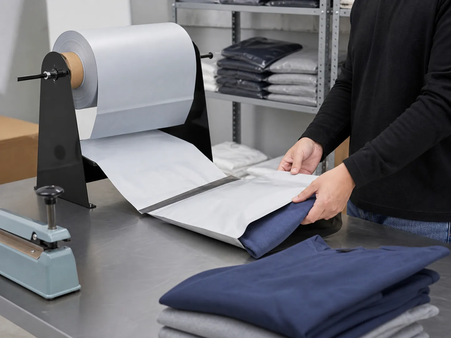 Pre-Opened Mailer Bags on a Roll in an industrial packaging application