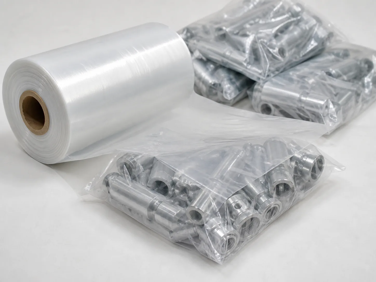 Recycled PE Pre-Opened Bags on a Roll used for industrial packing programs seeking a specified recycled-content option