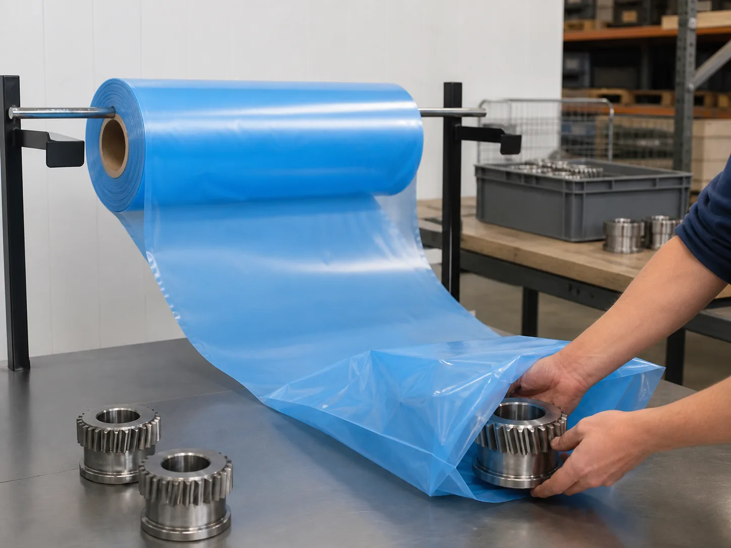 VCI Pre-Opened Bags on a Roll in an industrial packaging application