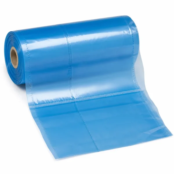 Close-up detail of vci pre-opened bags on a roll