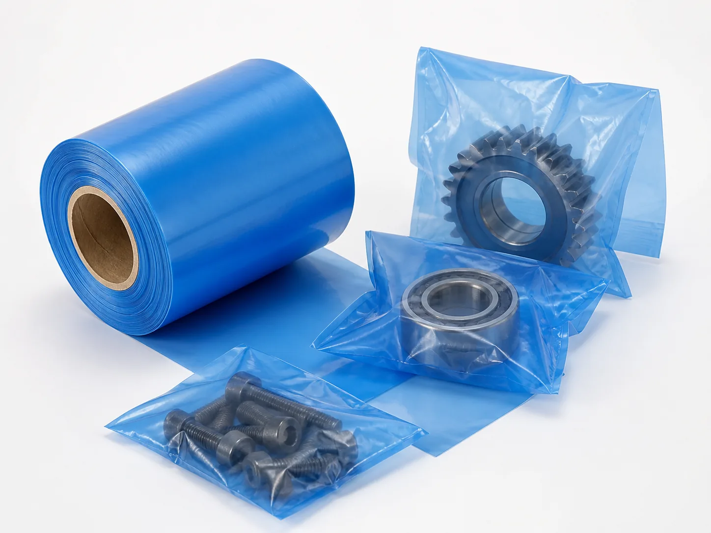 VCI Pre-Opened Bags on a Roll used for packing suitable metal components during storage and shipment